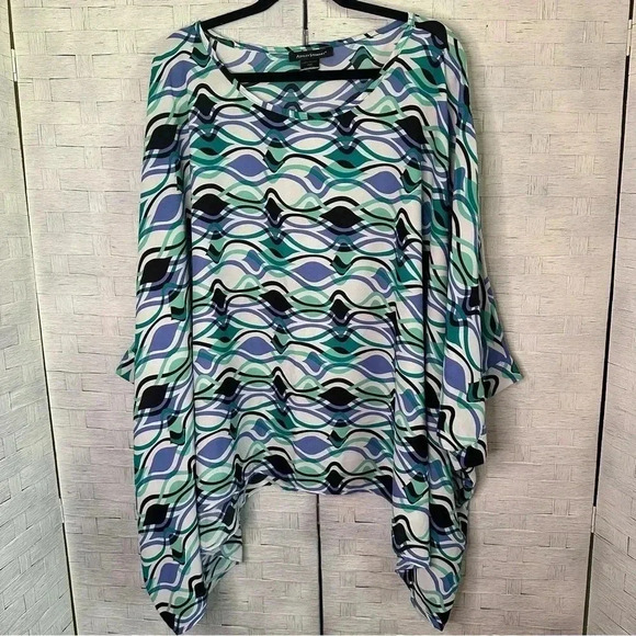 Ashley Stewart, lightweight tunic top, modern colorful bohemian hippie Plus size - Picture 4 of 12